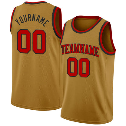 Custom Old Gold Red-Black Authentic Basketball Jersey - Sky-Custom