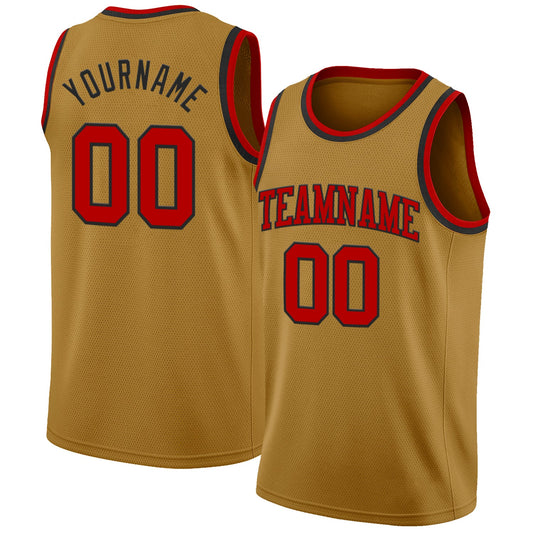 Custom Old Gold Red-Black Authentic Basketball Jersey - Sky-Custom