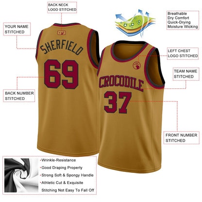 Custom Old Gold Maroon-Black Authentic Basketball Jersey - Sky-Custom