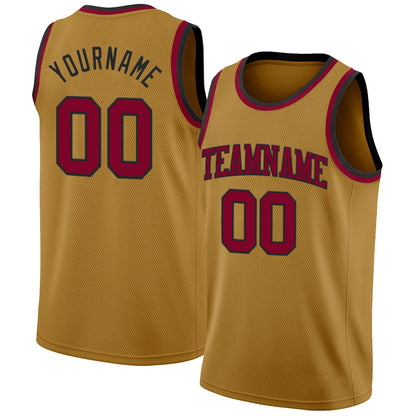 Custom Old Gold Maroon-Black Authentic Basketball Jersey - Sky-Custom