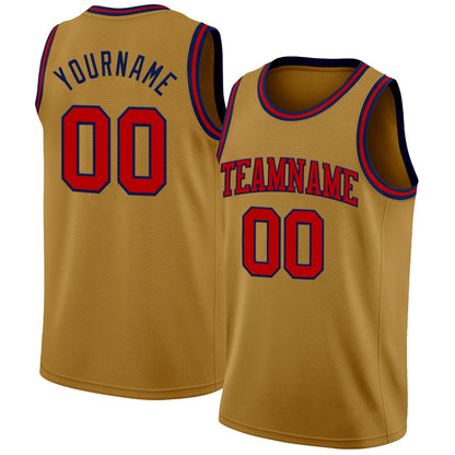 Custom Old Gold Red-Navy Authentic Basketball Jersey - Sky-Custom