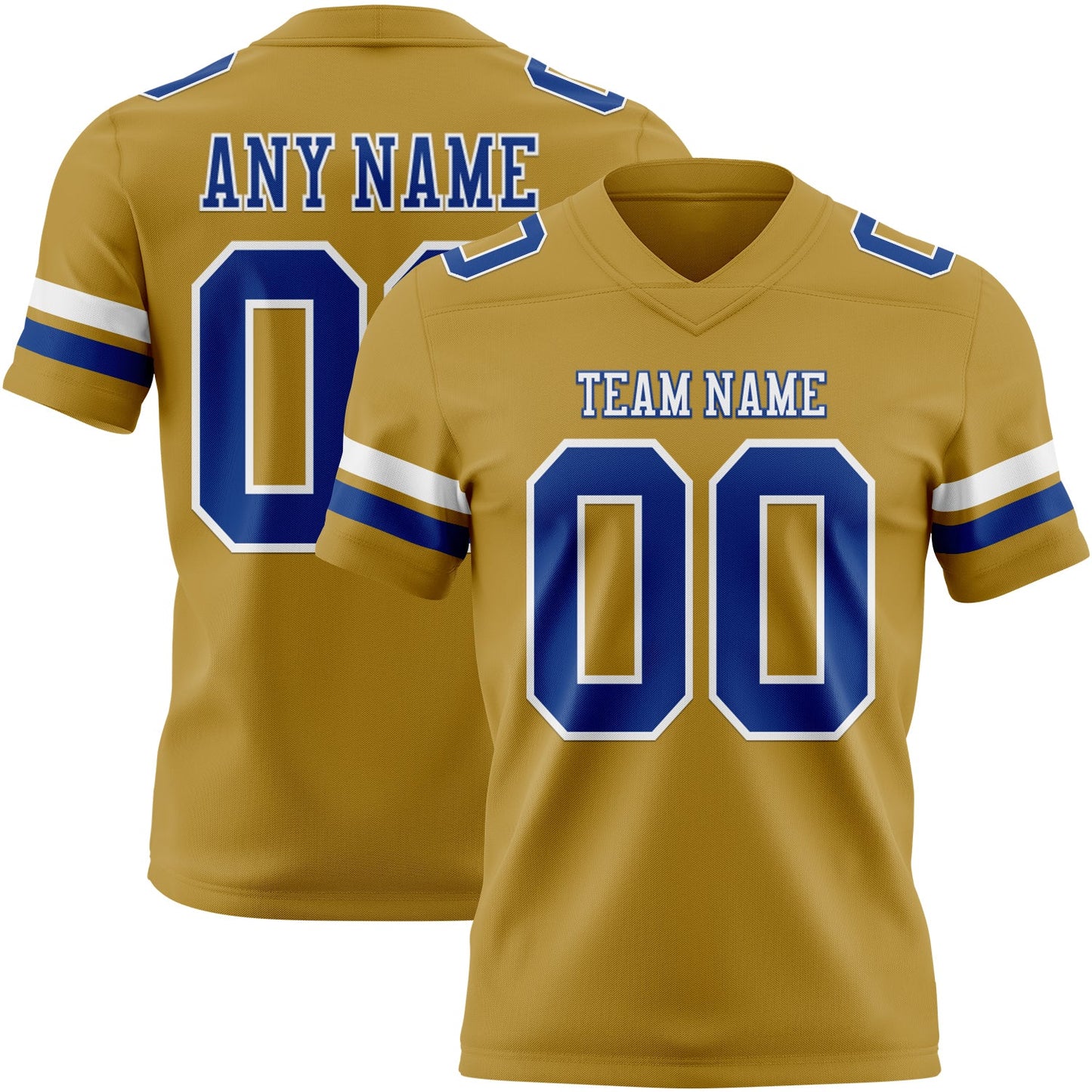 Custom Old Gold Royal-White Mesh Authentic Football Jersey - Sky-Custom