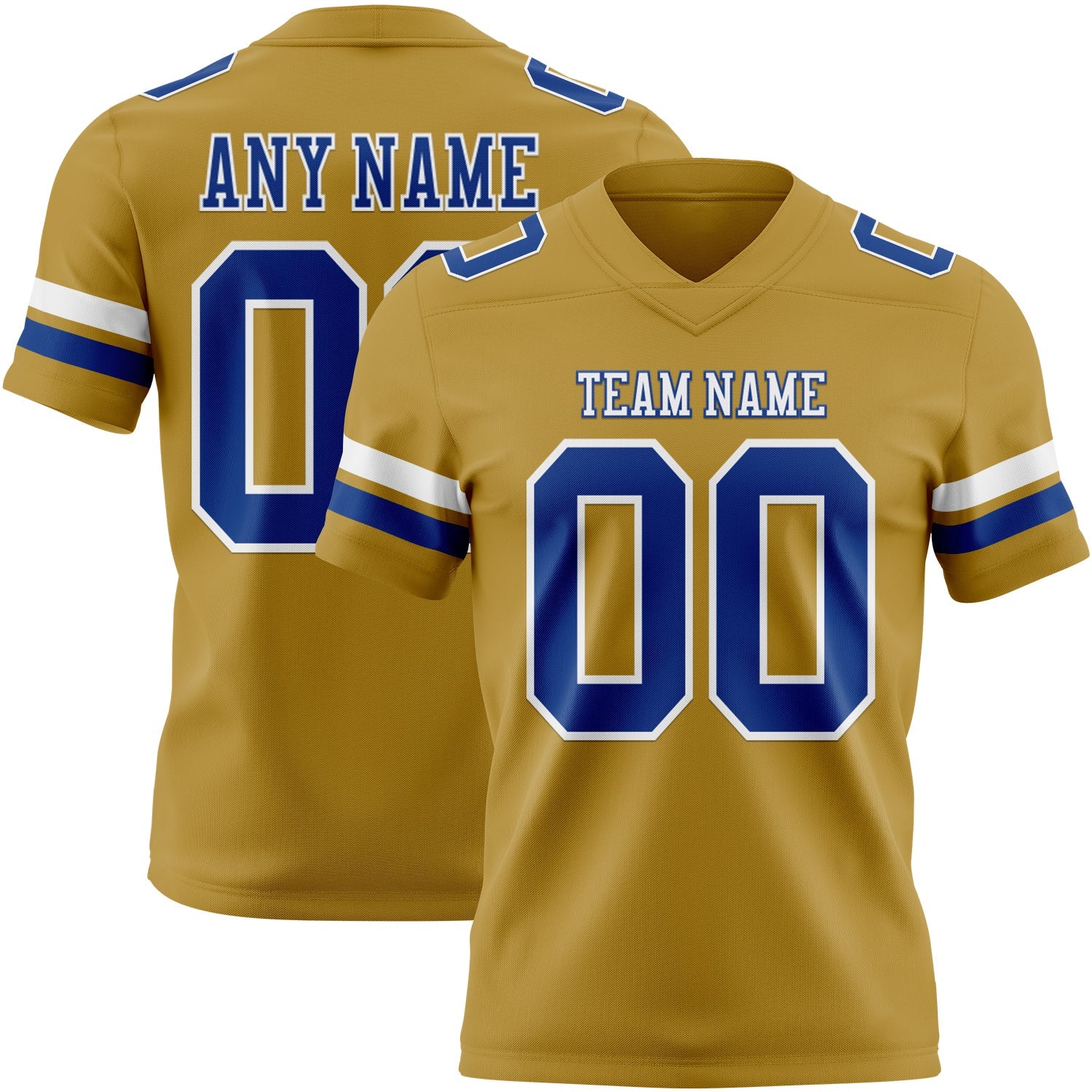 Custom Old Gold Royal-White Mesh Authentic Football Jersey - Sky-Custom
