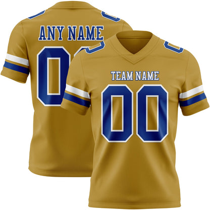 Custom Old Gold Royal-White Mesh Authentic Football Jersey - Sky-Custom