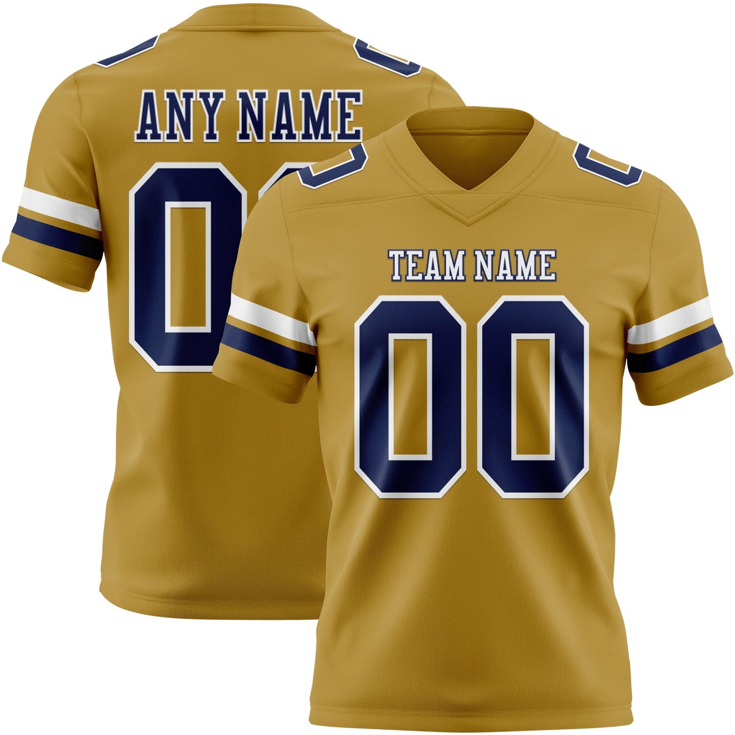 Custom Old Gold Navy-White Mesh Authentic Football Jersey - Sky-Custom