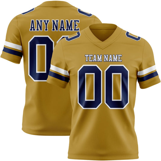 Custom Old Gold Navy-White Mesh Authentic Football Jersey - Sky-Custom