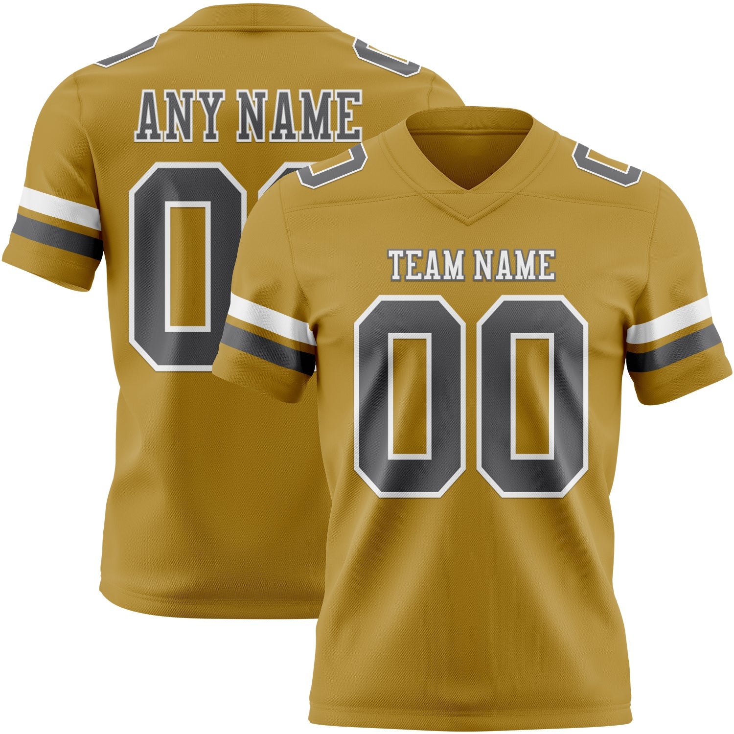 Custom Old Gold Steel Gray-White Mesh Authentic Football Jersey - Sky-Custom