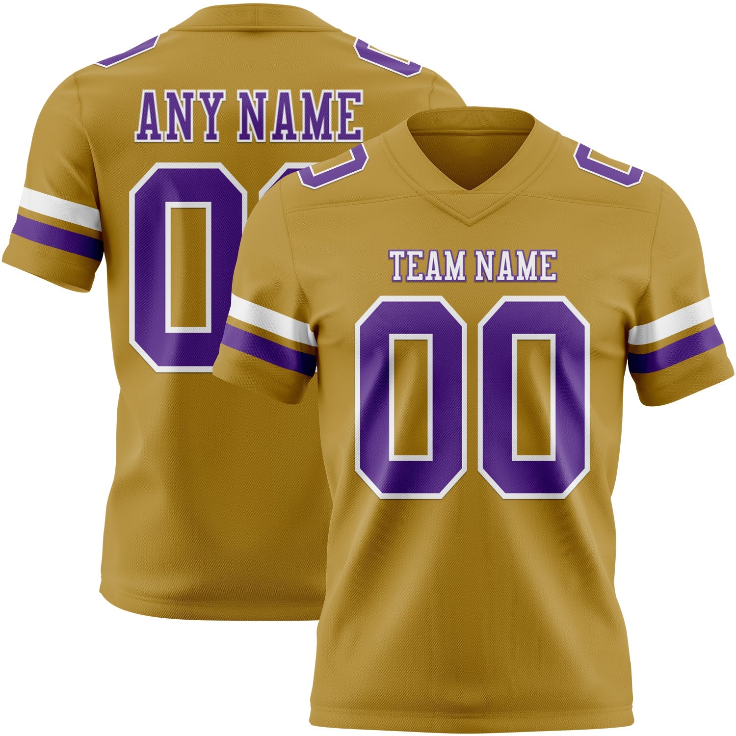 Custom Old Gold Purple-White Mesh Authentic Football Jersey - Sky-Custom