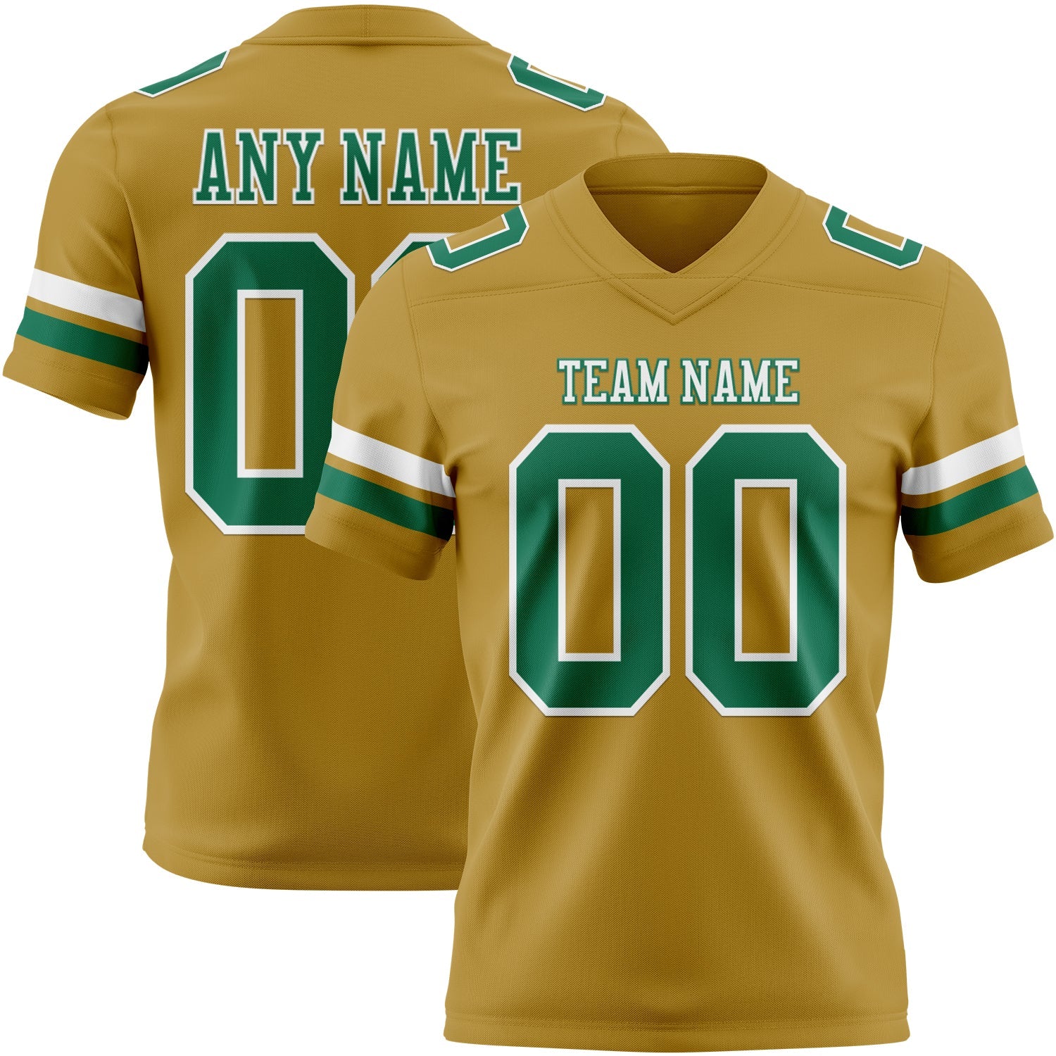 Custom Old Gold Kelly Green-White Mesh Authentic Football Jersey - Sky-Custom