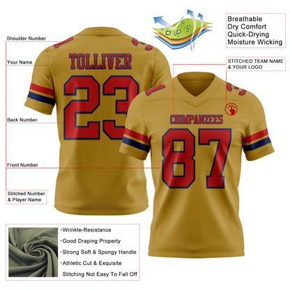 Custom Old Gold Red-Navy Mesh Authentic Football Jersey - Sky-Custom