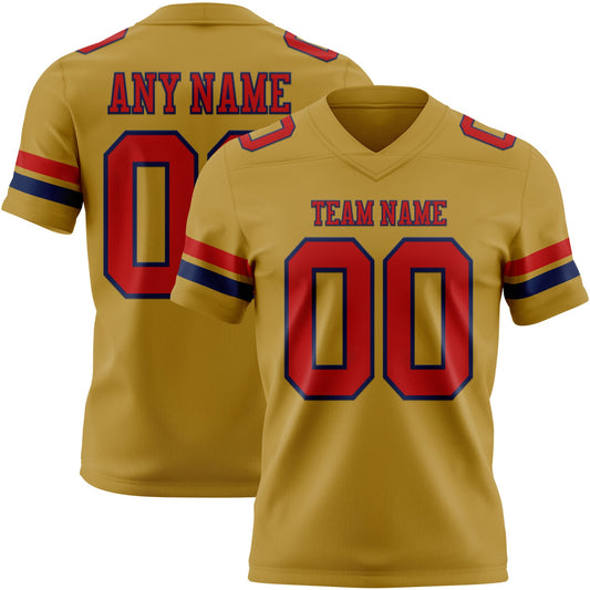 Custom Old Gold Red-Navy Mesh Authentic Football Jersey - Sky-Custom