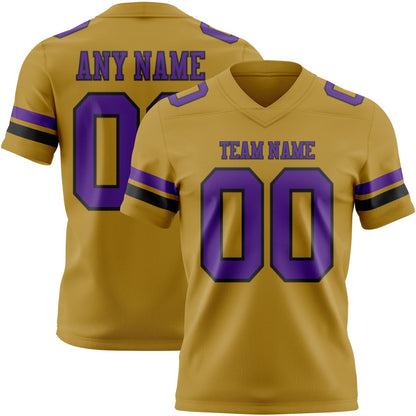 Custom Old Gold Purple-Black Mesh Authentic Football Jersey - Sky-Custom