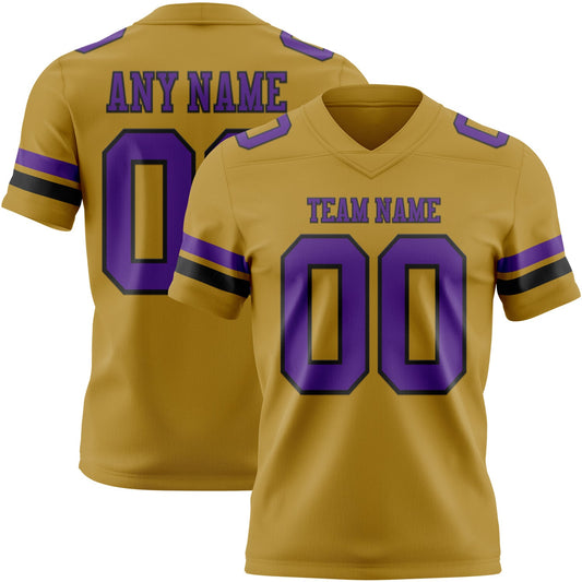 Custom Old Gold Purple-Black Mesh Authentic Football Jersey - Sky-Custom