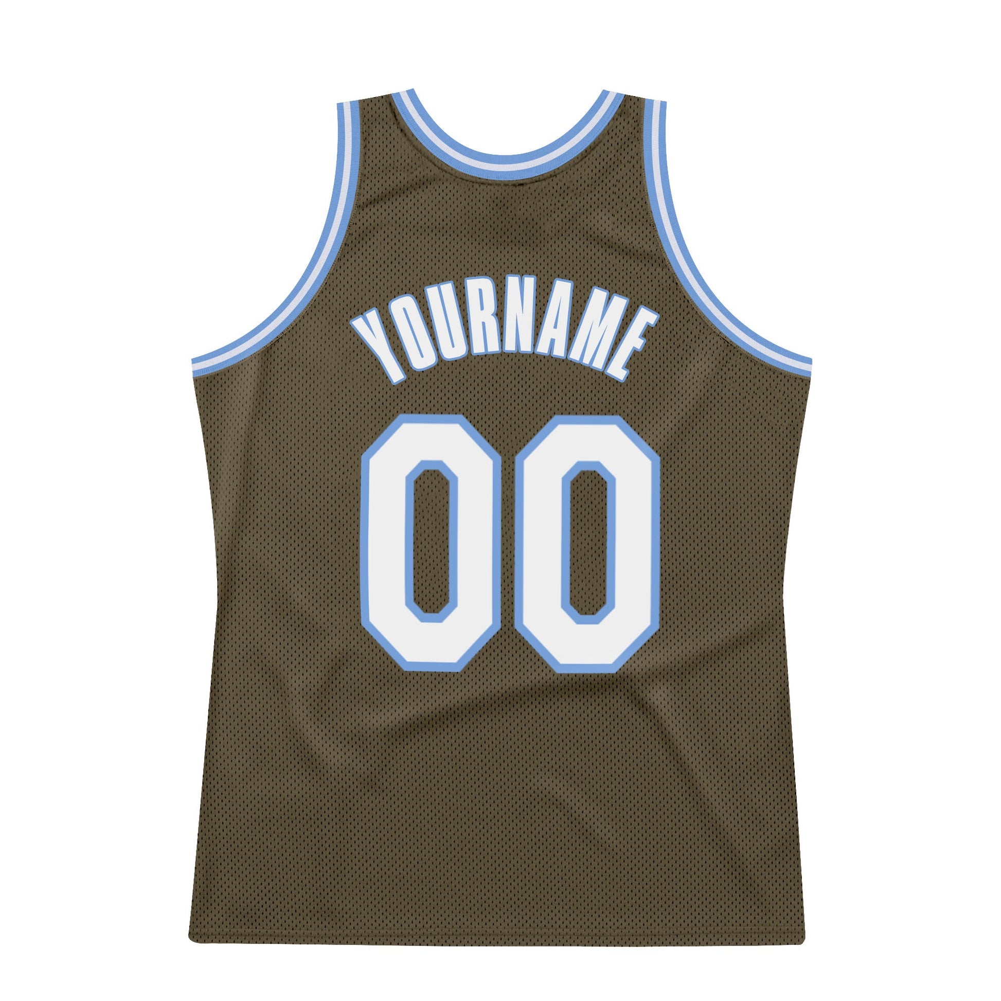 Custom Olive White-Light Blue Authentic Throwback Salute To Service Basketball Jersey - Sky-Custom