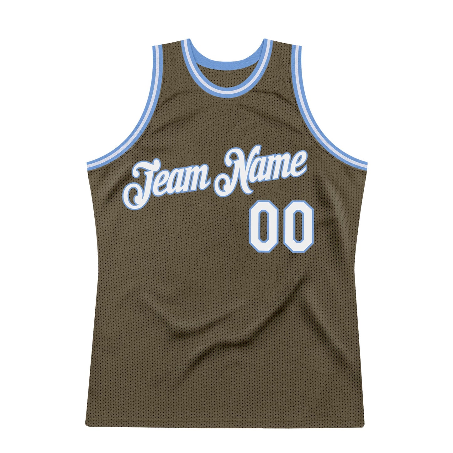 Custom Olive White-Light Blue Authentic Throwback Salute To Service Basketball Jersey - Sky-Custom