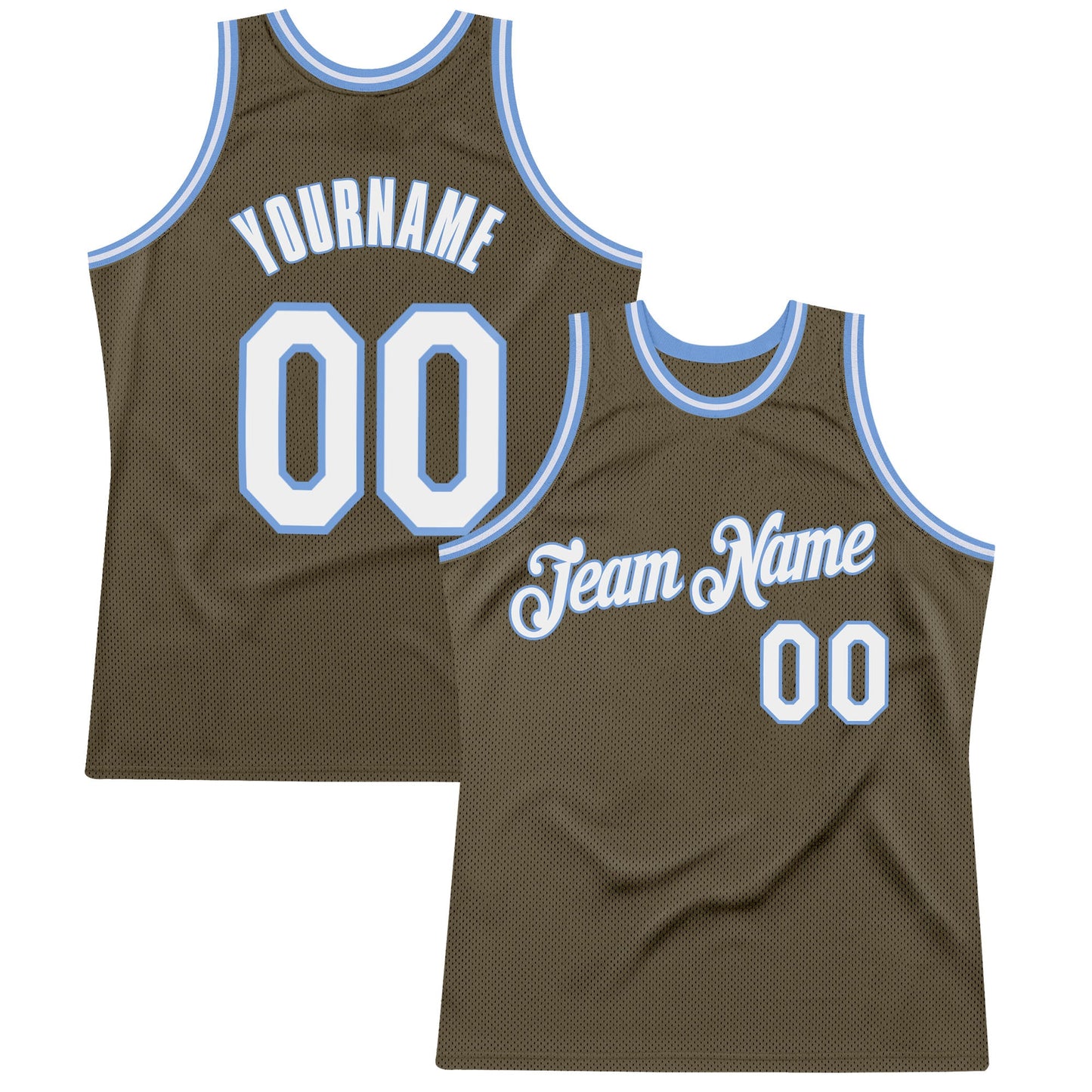 Custom Olive White-Light Blue Authentic Throwback Salute To Service Basketball Jersey - Sky-Custom