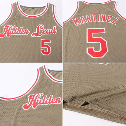 Custom Olive Red-White Authentic Throwback Salute To Service Basketball Jersey - Sky-Custom