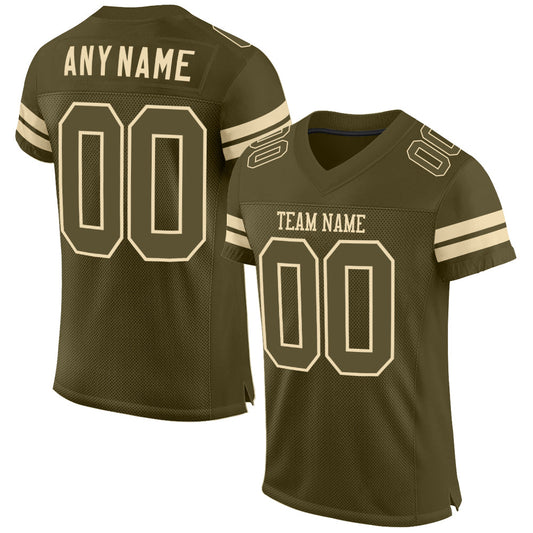 Custom Olive Olive-Cream Mesh Authentic Salute To Service Football Jersey - Sky-Custom