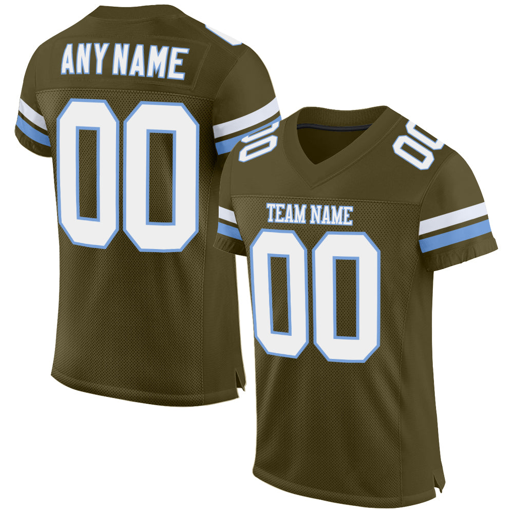 Custom Olive White-Light Blue Mesh Authentic Salute To Service Football Jersey - Sky-Custom