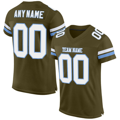 Custom Olive White-Light Blue Mesh Authentic Salute To Service Football Jersey - Sky-Custom