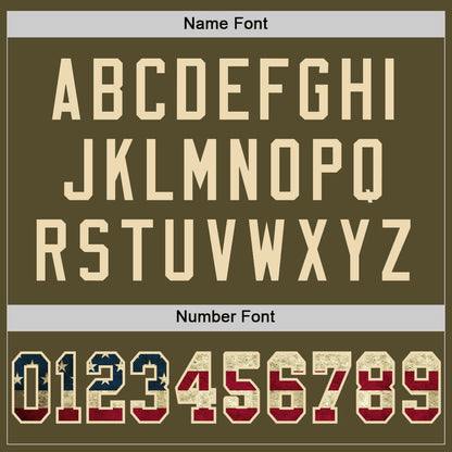 Custom Olive Vintage USA Flag-Cream Mesh Authentic Salute To Service Football Jersey - Sky-Custom