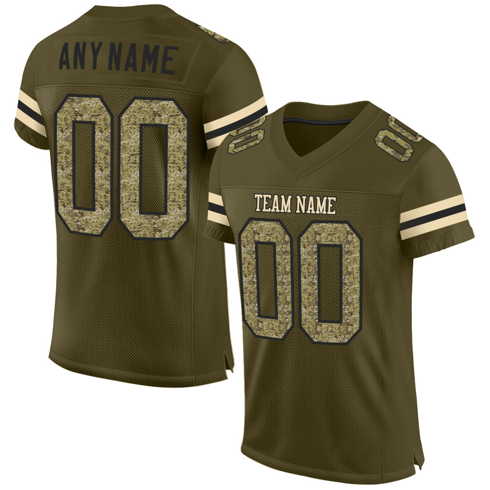 Custom Olive Camo-Black Mesh Authentic Salute To Service Football Jersey - Sky-Custom