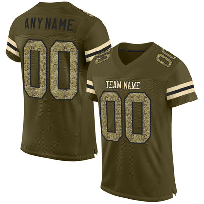 Custom Olive Camo-Black Mesh Authentic Salute To Service Football Jersey - Sky-Custom