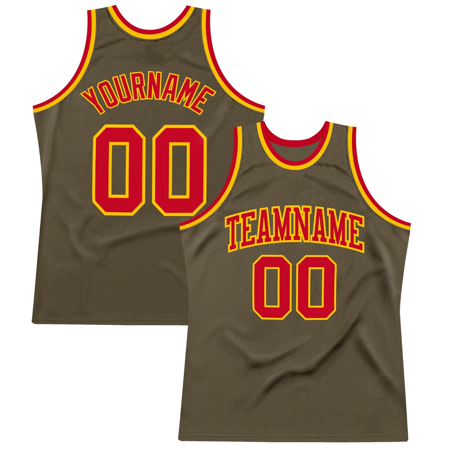Custom Olive Red-Gold Authentic Throwback Salute To Service Basketball Jersey - Sky-Custom