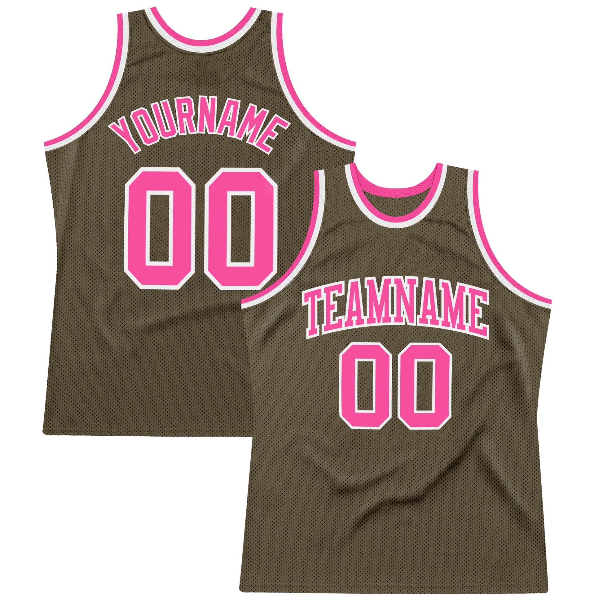 Custom Olive Pink-White Authentic Throwback Salute To Service Basketball Jersey - Sky-Custom