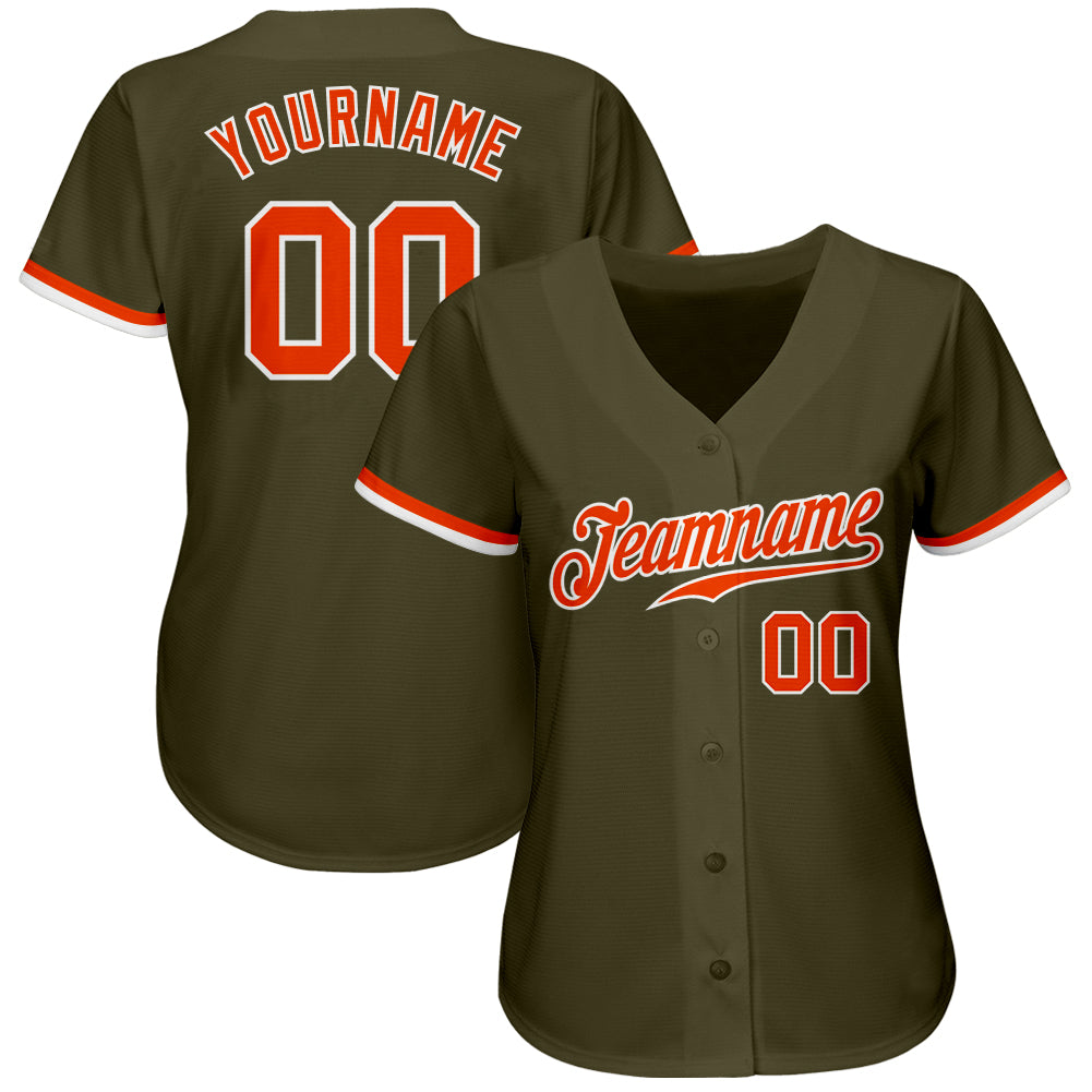 Custom Olive Orange-White Authentic Salute To Service Baseball Jersey - Sky-Custom