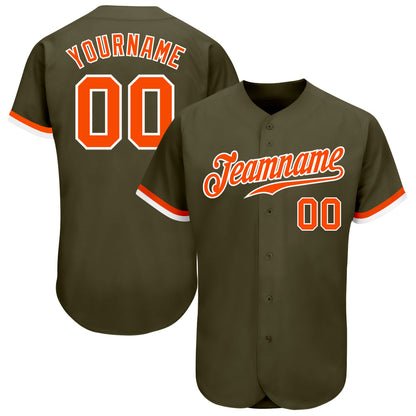 Custom Olive Orange-White Authentic Salute To Service Baseball Jersey - Sky-Custom