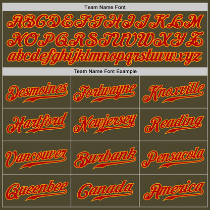 Custom Olive Red-Gold Authentic Salute To Service Baseball Jersey - Sky-Custom