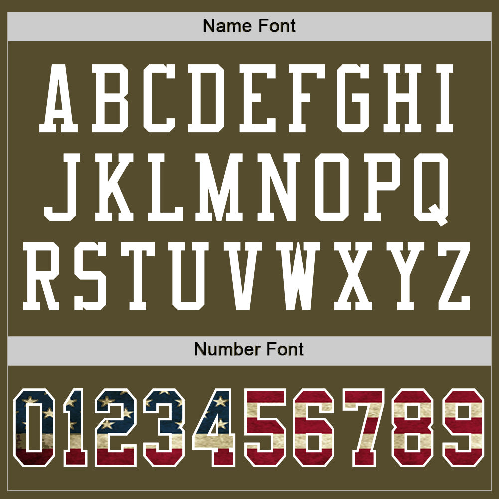 Custom Olive Vintage USA Flag-White Mesh Authentic Salute To Service Football Jersey - Sky-Custom