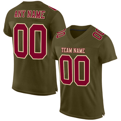 Custom Olive Maroon-Cream Mesh Authentic Salute To Service Football Jersey - Sky-Custom