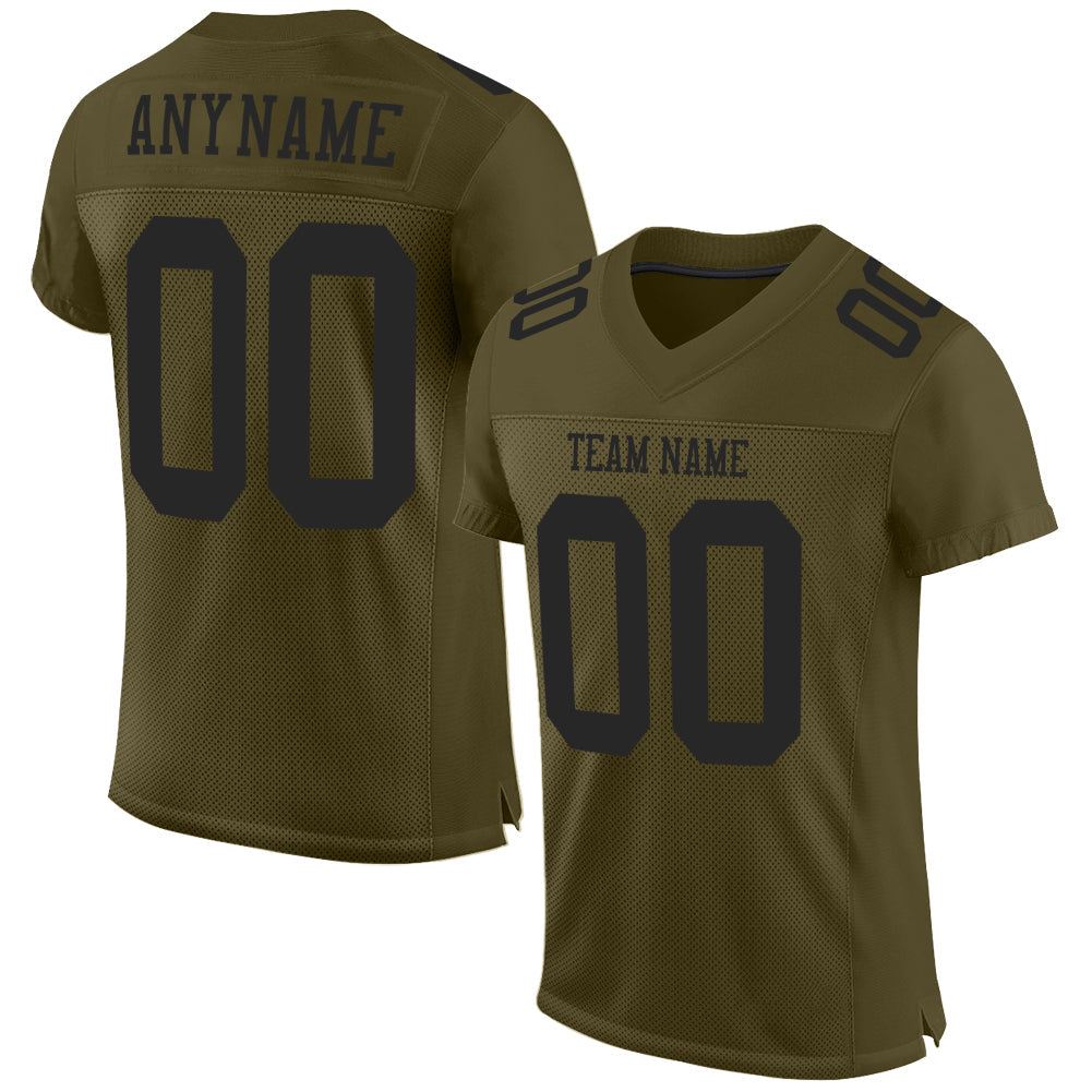 Custom Olive Black Mesh Authentic Salute To Service Football Jersey - Sky-Custom