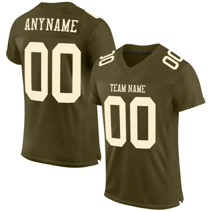 Custom Olive Cream Mesh Authentic Salute To Service Football Jersey - Sky-Custom