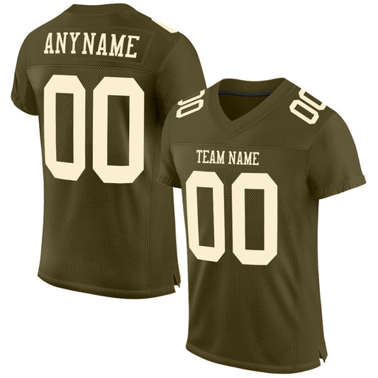 Custom Olive Cream Mesh Authentic Salute To Service Football Jersey - Sky-Custom