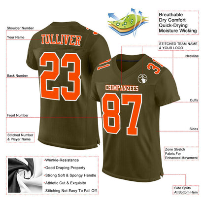 Custom Olive Orange-White Mesh Authentic Salute To Service Football Jersey - Sky-Custom