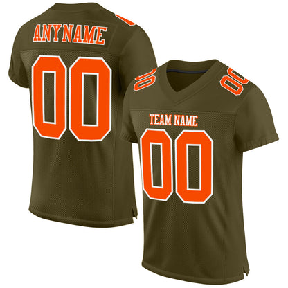 Custom Olive Orange-White Mesh Authentic Salute To Service Football Jersey - Sky-Custom