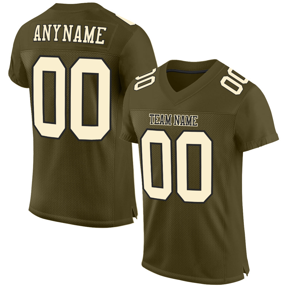 Custom Olive Cream-Black Mesh Authentic Salute To Service Football Jersey - Sky-Custom
