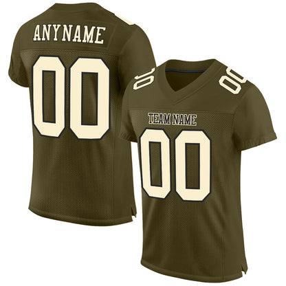 Custom Olive Cream-Black Mesh Authentic Salute To Service Football Jersey - Sky-Custom