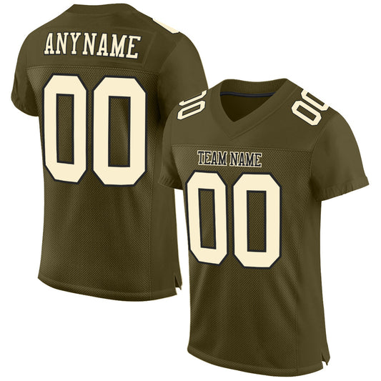 Custom Olive Cream-Black Mesh Authentic Salute To Service Football Jersey - Sky-Custom