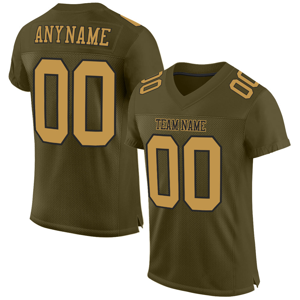 Custom Olive Old Gold-Black Mesh Authentic Salute To Service Football Jersey - Sky-Custom
