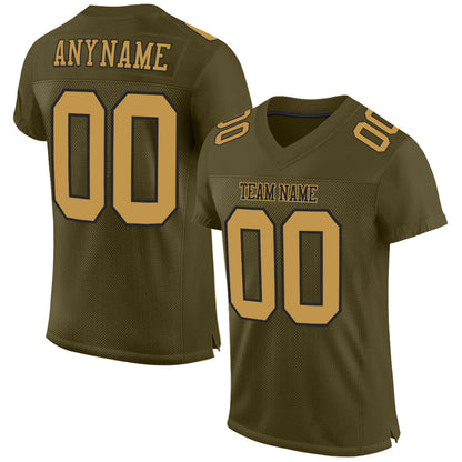 Custom Olive Old Gold-Black Mesh Authentic Salute To Service Football Jersey - Sky-Custom