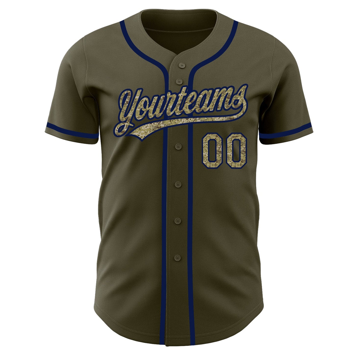 Custom Olive Camo-Navy Authentic Salute To Service Baseball Jersey - Sky-Custom