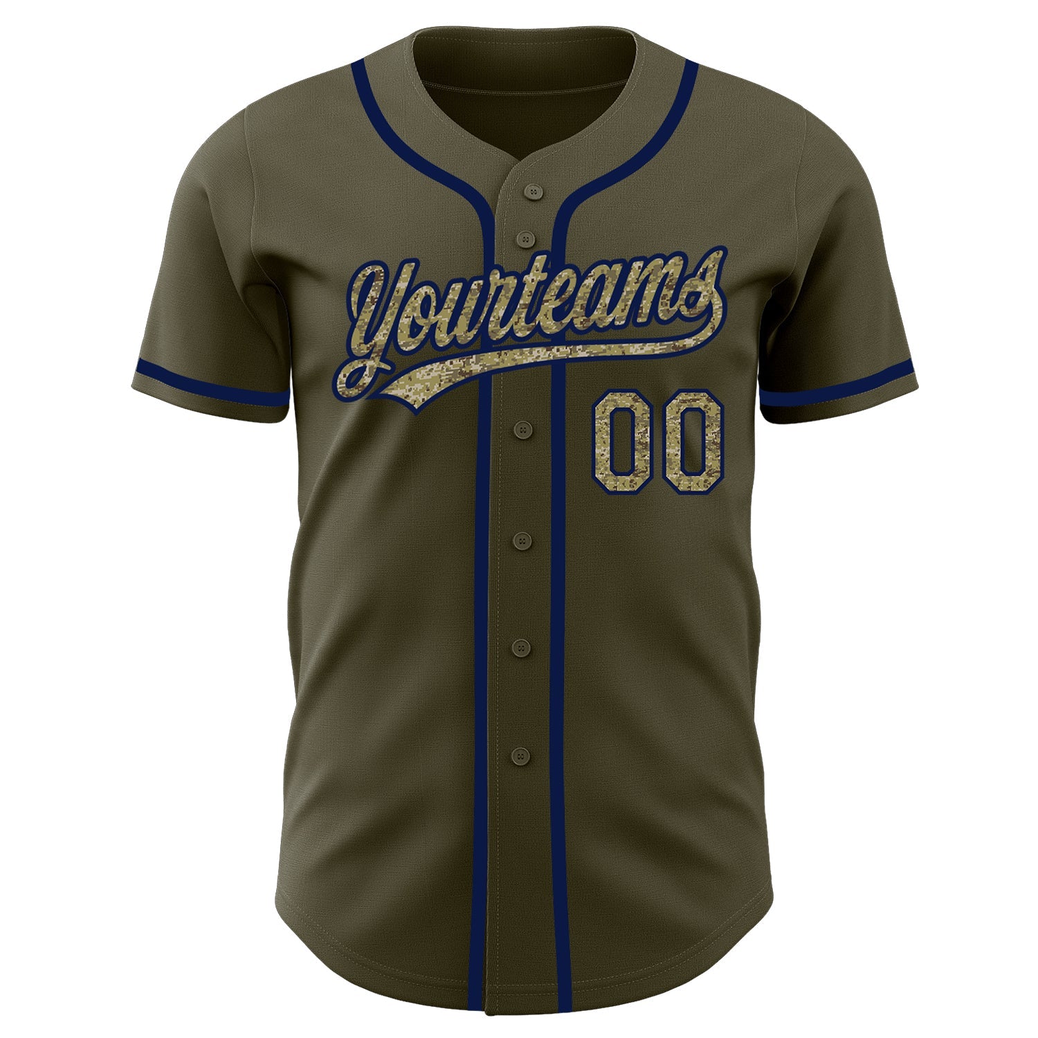 Custom Olive Camo-Navy Authentic Salute To Service Baseball Jersey - Sky-Custom