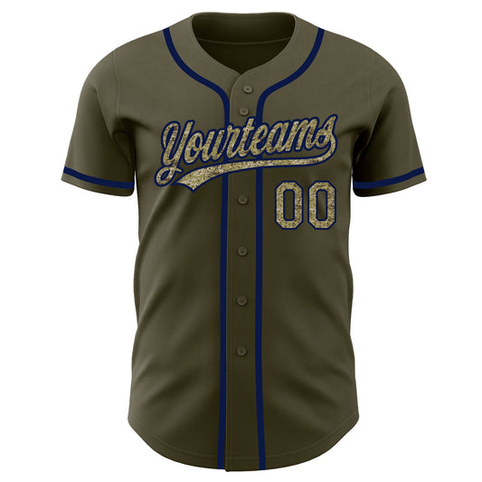 Custom Olive Camo-Navy Authentic Salute To Service Baseball Jersey - Sky-Custom