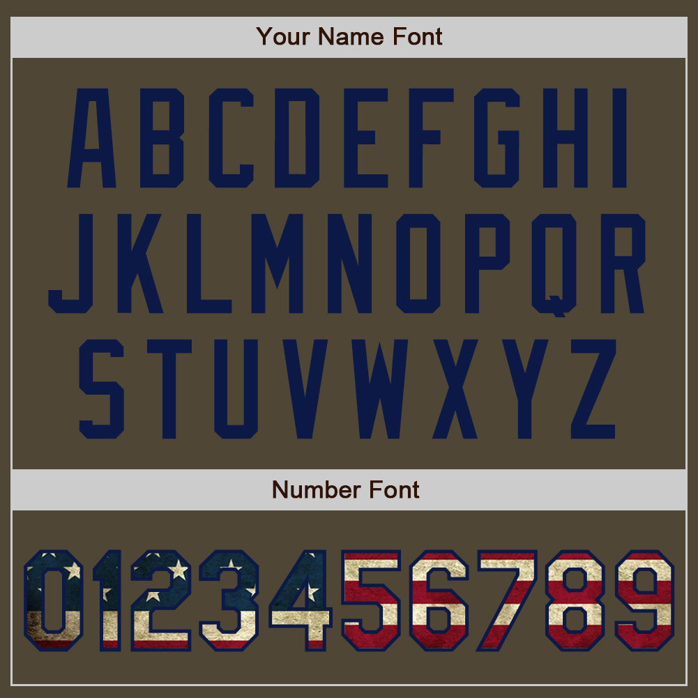 Custom Olive Vintage USA Flag-Navy Authentic Salute To Service Baseball Jersey - Sky-Custom