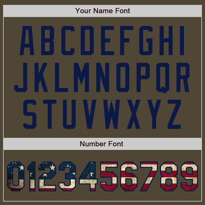 Custom Olive Vintage USA Flag-Navy Authentic Salute To Service Baseball Jersey - Sky-Custom