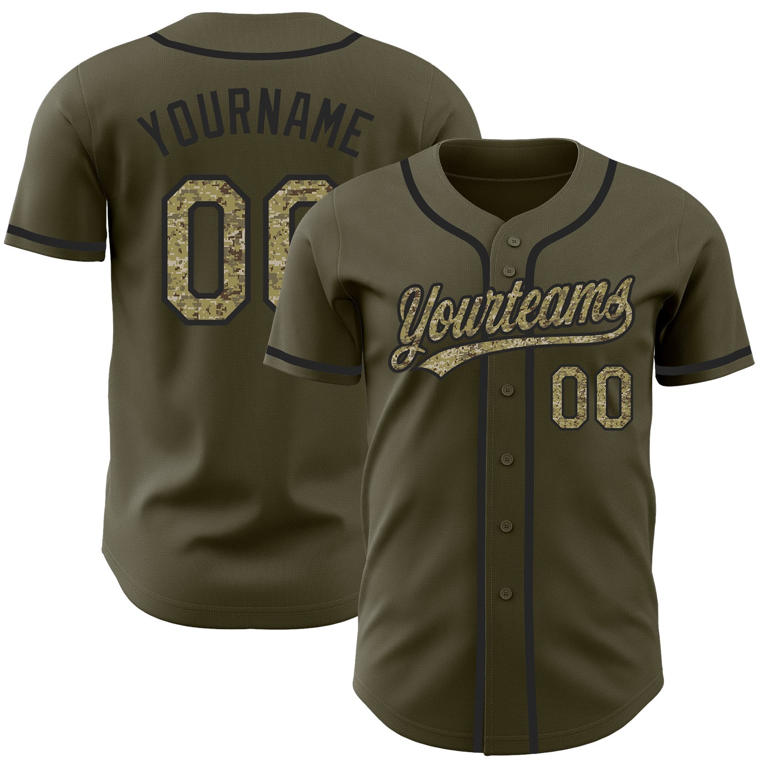 Custom Olive Camo-Black Authentic Salute To Service Baseball Jersey - Sky-Custom